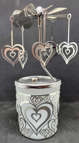 PORTA VELA CARRUSEL CRISTAL/METAL  CORAZON