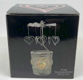 PORTA VELA CARRUSEL CRISTAL/METAL  CORAZON