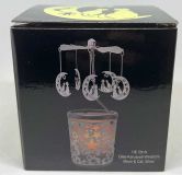 PORTA VELA CARRUSEL CRISTAL/METAL  GATO LUNA