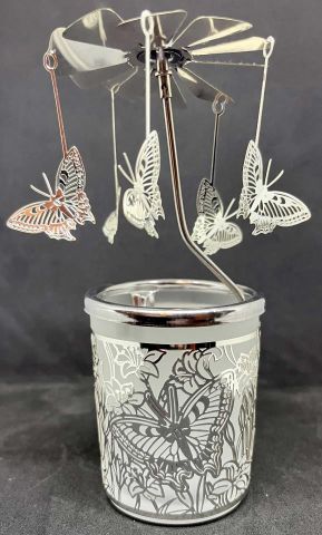 PORTA VELA CARRUSEL CRISTAL/METAL  MARIPOSA