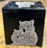 PORTA VELA CARRUSEL CRISTAL/METAL  2 BÚHOS